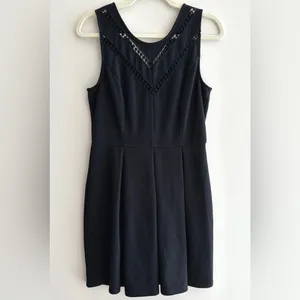 maison Jules Black Pleated Mini Dress with Diamond Cutouts, Size Large thumbnail 2