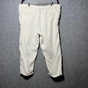 Caslon 100% Linen Pants Women M Beige Waist Drawstring Cropped Casual‎ thumbnail 7