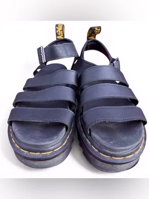 Dr Martens Blaire‎ Black Leather Platform Sandals Buckle Strap Womens Size Shoes thumbnail 3