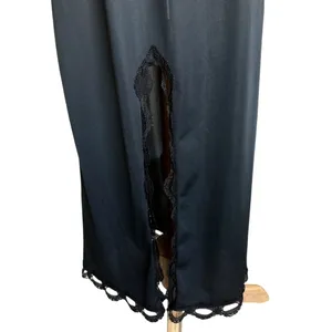 VTG 70s Maxi Half Split Slip M Lace‎ Trim Hem Romantic Goth Lace Coquette Fairy thumbnail 5