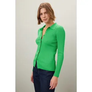 Lauren Ralph Lauren Green Collared Polo Ribbed Knit Cardigan Sweater Size M thumbnail 2