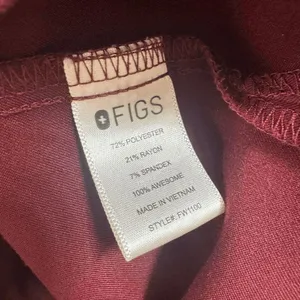 FIGS Burgundy Maroon Zamora Jogger Pants Casma Pocket Scrub Top Set XS/XXS thumbnail 14
