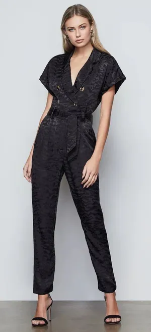 Good American Jumpsuit Women S Summer Boss Black‎ Jacquard Animal Print Mob Wife thumbnail 1