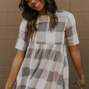 Roolee Gray Buffalo Check plaid gingham Maddie midi maxi dress L thumbnail 9