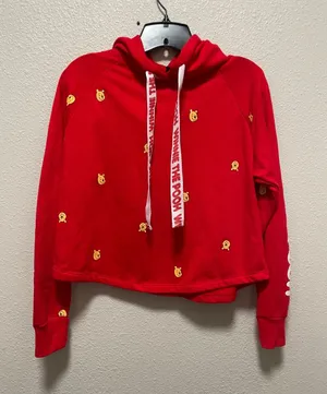 Disney Red Winnie the Pooh Cropped Hoodie Sweatshirt - Women thumbnail 1