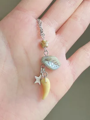 Handmade unique fairy funky Czechs glass beads mix necklace💚🌿 thumbnail 2