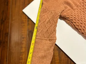Pink Rose Patchwork Cable Crewneck Sweater in Rust thumbnail 5
