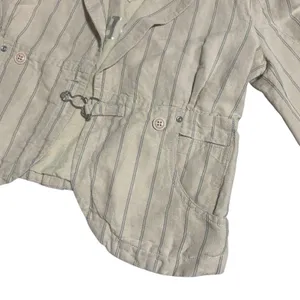 Vintage Women's Diesel‎ Flight Bright Cream Stripe Short Blazer Jacket Sz Small thumbnail 3