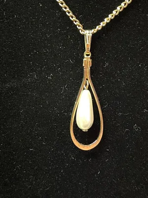 Vintage 70s Sarah Coventry Snow Drop Pendant Necklace MCM thumbnail 3