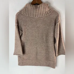 J. Crew XS Taupe Oversized Lagenlook Turtle Neck Sweater thumbnail 2