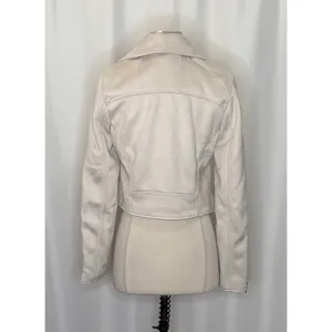 NWT!! ABERCROMBIE & FITCH Vegan Suede Moto Jacket Vegan Cropped Pale Gray Medium thumbnail 8
