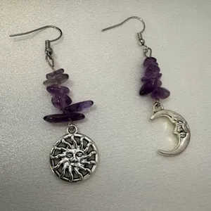 Asymmetry Moon Sun Dangle Drop Earrings for Women thumbnail 3