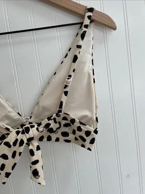 AERIE Pique Triangle Tie Back Bikini Swim Top Abstract Dot Size S NWT thumbnail 9