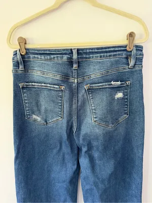 Flying Monkey Mid-Blue Distressed Wide Leg Jeans thumbnail 5