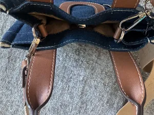 True Religion Navy Denim Mini Tote with Brown Leather Accents thumbnail 10