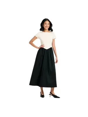 A New Day Backless Knit Maxi Dress 94736643 Black / White S thumbnail 8