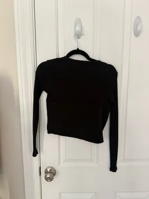 Zara black long sleeve top crop thumbnail 2