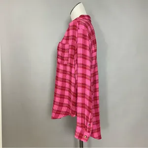 Anthropologie Isadora Button-Back Tunic Posy Pink Shirt‎ Blouse Top Plaid Medium thumbnail 11