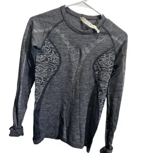 Lululemon Athletic‎ Long Sleeve Shirt Size 4 Black/Gray Pattern thumbnail 2