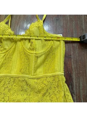 Urban Outfitters Layla Lace Mini Dress Yellow Floral Medium thumbnail 5