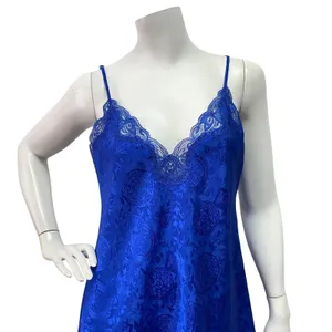 Victoria's Secret Gold Label Women Small Blue Floral Lace Trim Slip Dress thumbnail 2
