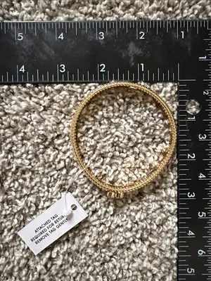 BaubleBar Gold Stretchy Bracelet with Pave Rhinestone Heart thumbnail 2