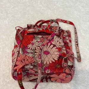 Vera Bradley Drawstring Magnetic Flap Backpack Bohemian Blooms Red Floral Travel thumbnail 2