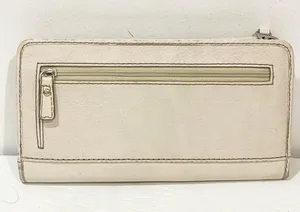 Fossil Cream Leather Suede Floral Applique Full Zipper Wallet thumbnail 4