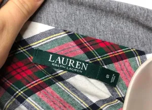 Lauren Ralph Lauren grey button down pj top S A2 thumbnail 5