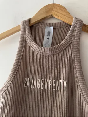 Savage x Fenty Essential Heavy Rib Cropped Logo Knit‎ Tank thumbnail 3