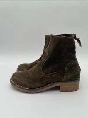 Antonio de Faria Mila Olive Green Suede Ankle Boots Western Zip Portugal Sz 7.5 thumbnail 2