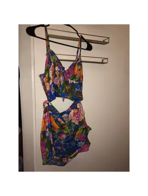 B.O.G. Collective Lottie & Holly Floral Cropped Tank Top & Ruffle Skort Set M thumbnail 2