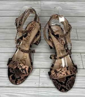 Sam Edelman Women's Snake Print Sammy Block‎ Heel Strappy Sandals Size 8.5 thumbnail 1