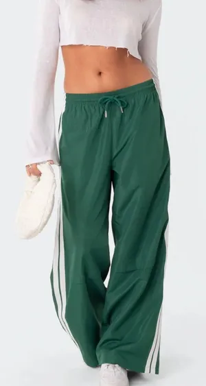Edikted Green Nylon Track Pants thumbnail 2
