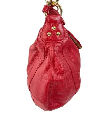 -ONNA EHRLICH RACHEL Red Pebbled Leather Large Hobo Bag Purse Tassle Designer thumbnail 6