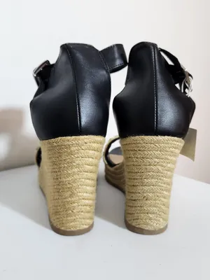 Christian Siriano Black White Boho Espadrille Wedge Sandals Size 11 NWOT Flaw thumbnail 5