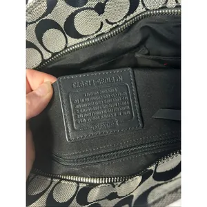 Coach Vintage Hampton F13973 Handbag Signature Jacquard & Leather Gray/Black thumbnail 3