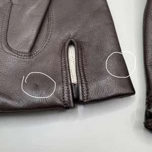 American Vintage VTG Leather Gloves Sz 7 Brown Knit Fabric‎ Lined Unbranded Braided Embellished thumbnail 10