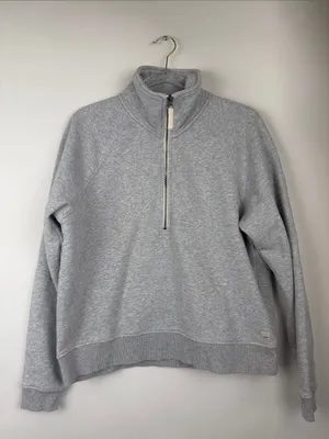 Vuori Restore Half Zip Fleece Pullover Long Sleeve Light Heather Gray Top Medium thumbnail 3