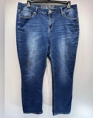 Hydraulic Curvy Micro Boot Jeans Embroidered Flap Pockets Soft Worn In Comfy 18 thumbnail 1