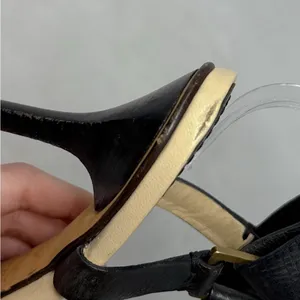 GUCCI Vintage Y2K Leather Square Open Toe Strappy Stiletto Heel Sandal Black 9.5 thumbnail 12