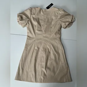 Lulus Beige Faux Leather Puff Sleeve Button Front Mini Dress thumbnail 6