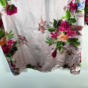 Blush Brides Co.‎ Women's Size L Floral Satin Pajama Top Short Sleeve Button Up thumbnail 8