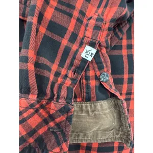 KAVU Women’s M Red Black Plaid Flannel Shirt Corduroy Elbow Patches Outdoor thumbnail 5