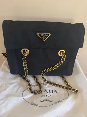 Prada Tessuto Nylon Chain Shoulder Bag Black Triangle Logo Pre-owned Auth VTG thumbnail 5