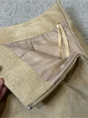 Y2K Mossimo Genuine Leather Mini Skirt Tan Size 12 thumbnail 5