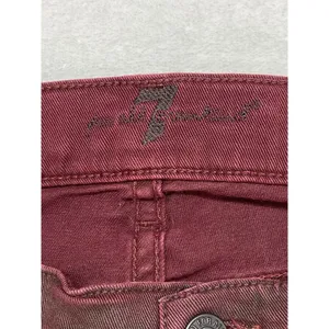 7 For All Mankind High-Waist Ankle Skinny Coated‎ in Merlot Women's Jeans sz 28 thumbnail 7