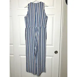 DREW Striped Jumpsuit Medium V Neck Sleeveless Wide Leg‎ Drawstring thumbnail 5