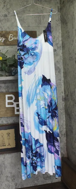 Carmen Marc Valvo Womens Flowy A-Line Maxi Dress C7Y410 White Multi L thumbnail 1