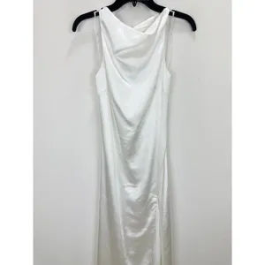 Lulus Concetta Ivory Satin Lace Halter Maxi Dress Wedding Bridal Small NWT thumbnail 9